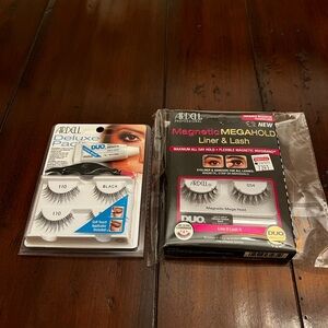 Lot of 2 Ardell Deluxe Pack with Black Lashes and Clear White Adhesive